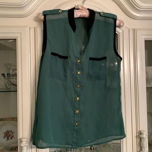 Anthropologie Mine Sheer Green Blouse Small